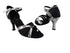 1668 Black Satin_250 Silver Snake Trim_1680 BackStrap with 3" Heel in the photo