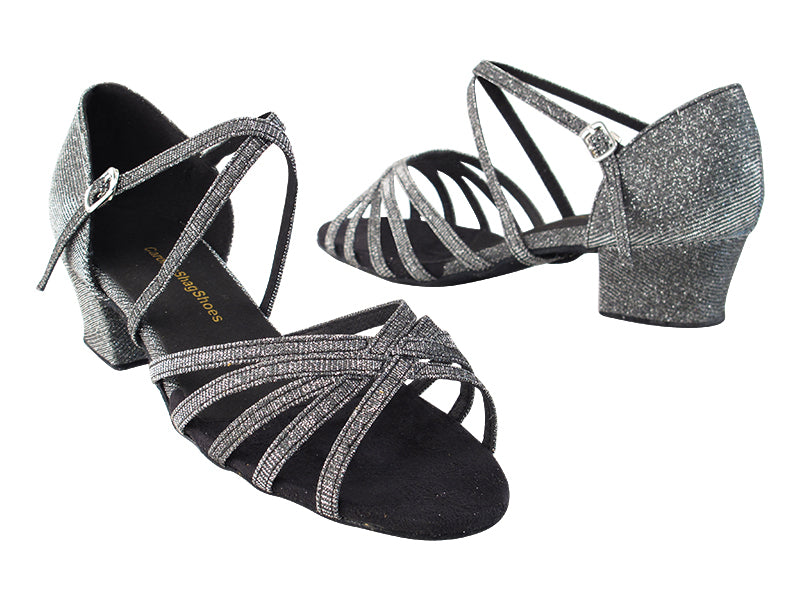 1670C 105 Glitter Black Satin with 1.5&quot; medium heel in the photo