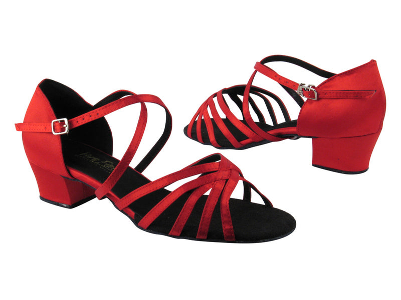 1670C 112 Red Satin with 1.5&quot; medium heel in the photo