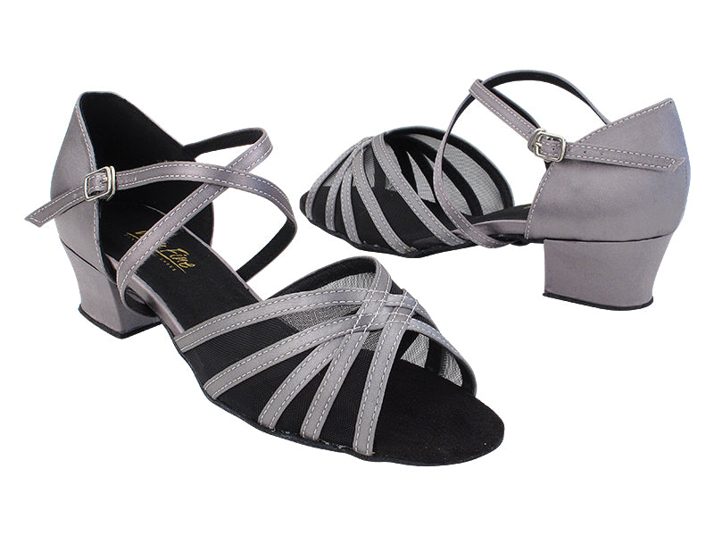 1670C 263 Grey Satin_Black Mesh with 1.5&quot; Heel (2001) in the photo