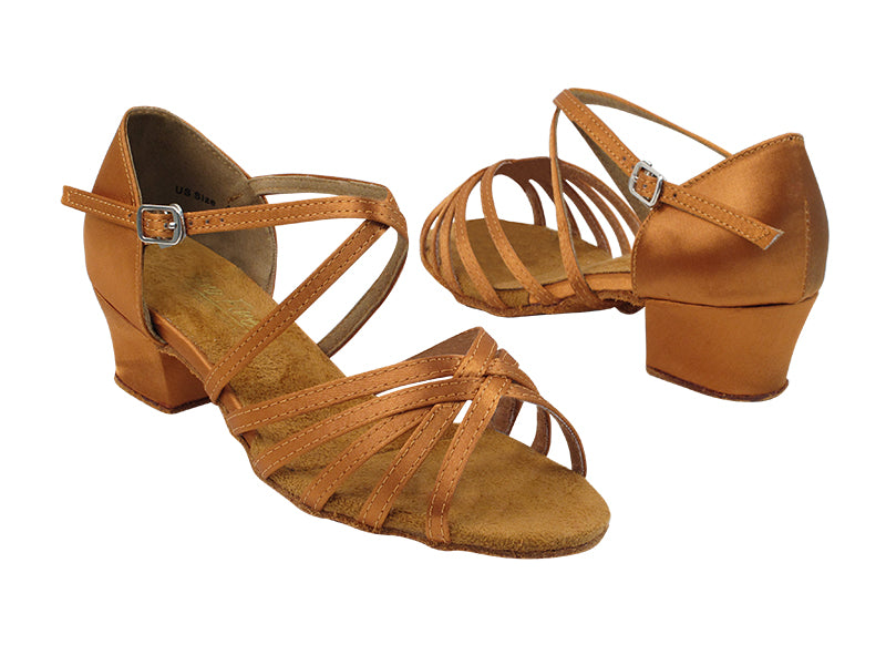 1670CG Dark Tan Satin with 1.5" heel in the photo
