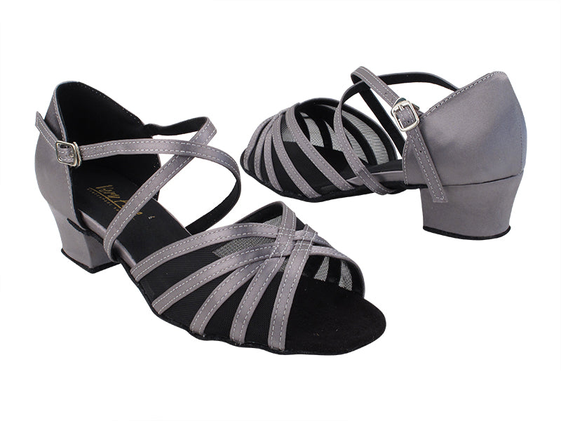 1670C Grey Satin_Black Mesh with 1.5&quot; Heel (2001) in the photo