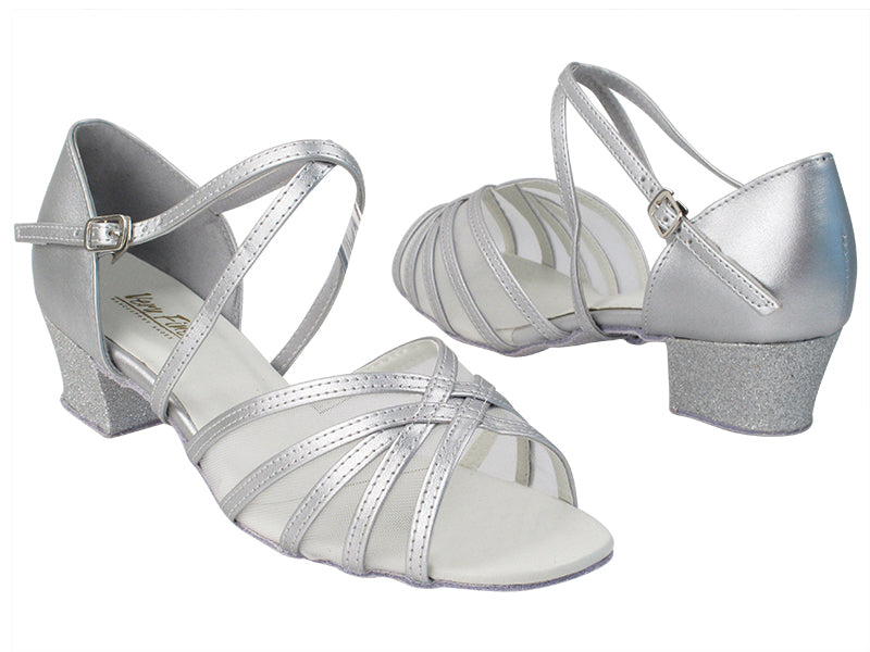 1670C 151 Soft Silver PU_126 Silver Stardust_H_54 Flesh Mesh with 1.5&quot; Medium Heel in the photo