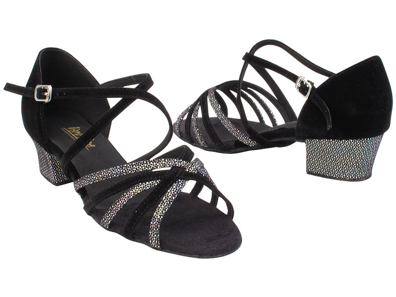 1670C 322 Black Iridescent Diamond Velvet_S_H_136 Black Nubuck_S_B