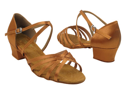 1670C Dark Tan Satin with 1.5&quot; Medium Heel in the photo