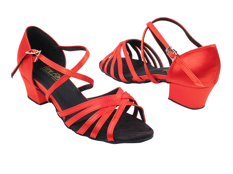 1670C Red Satin with 1.5&quot; Medium Heel in the photo