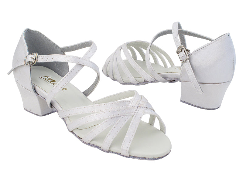 1670C 34 White Satin with 1.5&quot; medium heel in the photo