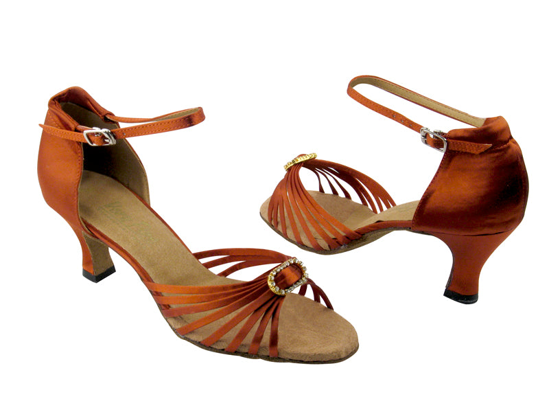 1671B 182 Orange Tan Satin &amp; Stone with 2.5&quot; Low Heel in the photo