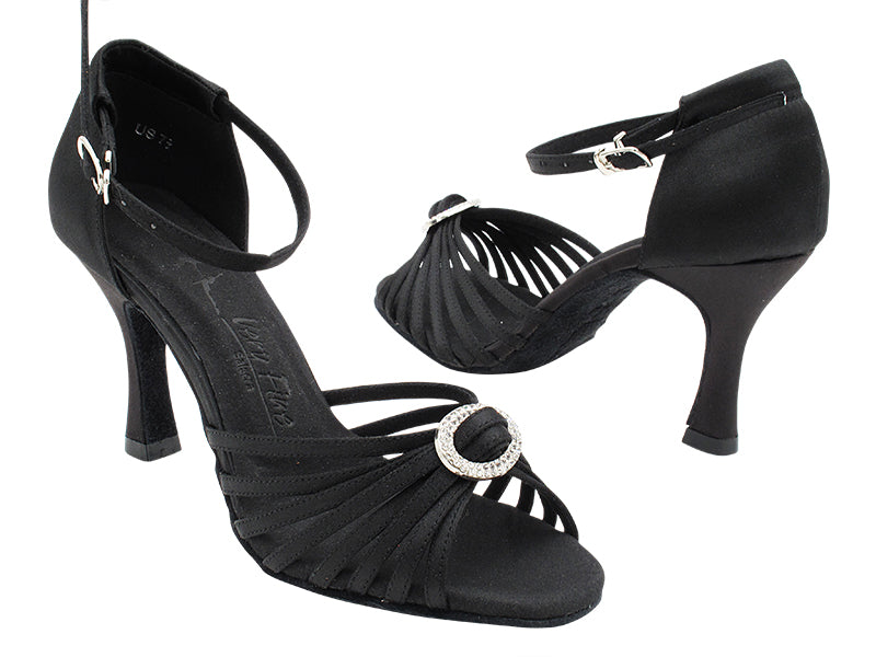 SERA1671b Black Satin with 3&quot; heel in the photo