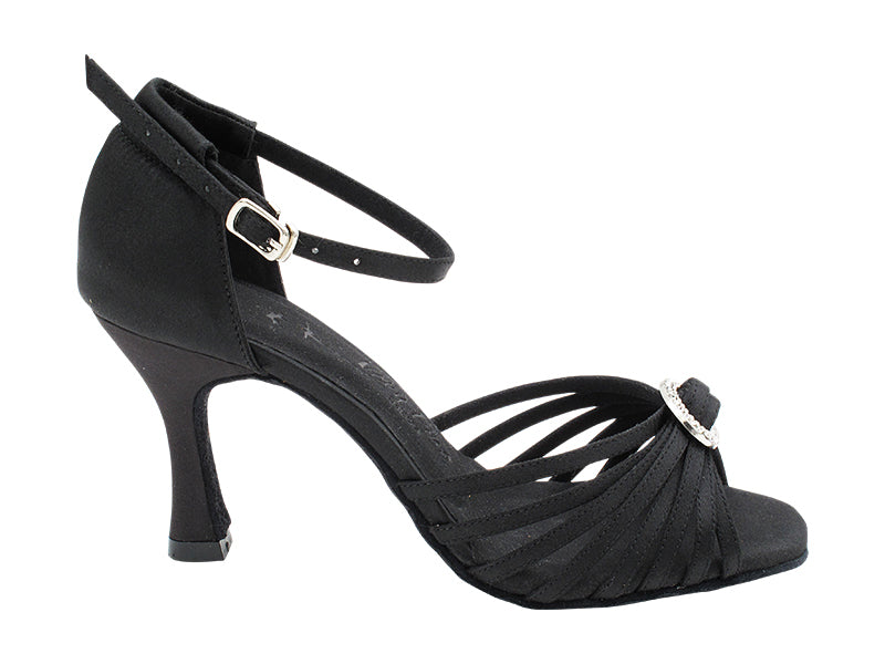 SERA1671b Black Satin with 3&quot; heel in the photo