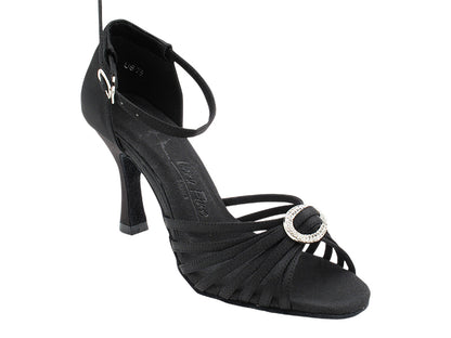 SERA1671b Black Satin with 3&quot; heel in the photo