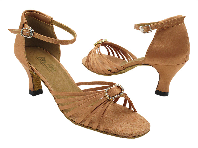 1671B Brown Satin &amp; Stone with 2.5&quot; Low Heel in the photo