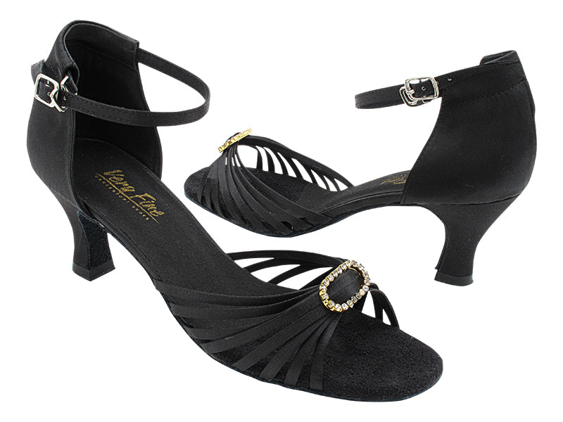 1671B Black Satin &amp; Stone with 2.5" Low Heel in the photo