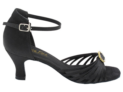 1671B Black Satin &amp; Stone with 2.5" Low Heel in the photo
