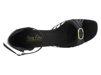 1671B Black Satin &amp; Stone with 2.5" Low Heel in the photo