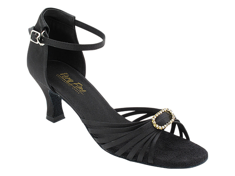 1671B Black Satin &amp; Stone with 2.5" Low Heel in the photo