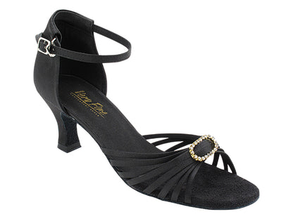 1671B Black Satin &amp; Stone with 2.5" Low Heel in the photo