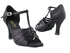 1672 Black Satin with 3" Heel in the photo