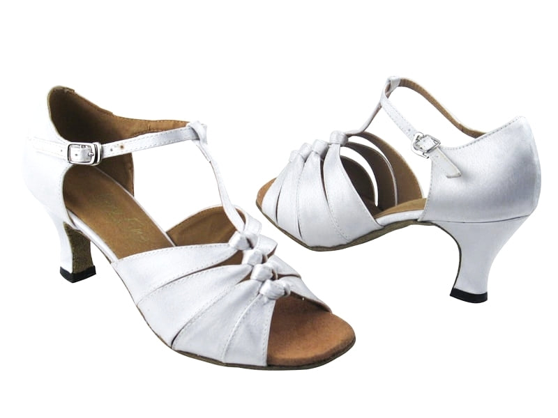 1672 White Satin with 2.5&quot; Low Heel in the photo