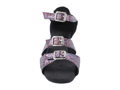 1679LEDSS 023 Illusion Rainbow Sparkle_6 Silver Sparklenet Heel with 1.3&quot; Cuban Heel (387) in the photo