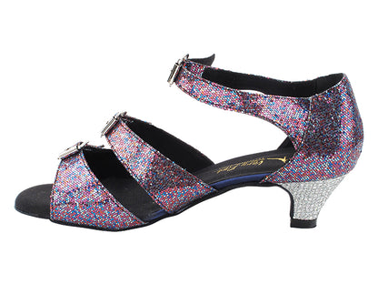 1679LEDSS 023 Illusion Rainbow Sparkle_6 Silver Sparklenet Heel with 1.3&quot; Cuban Heel (387) in the photo