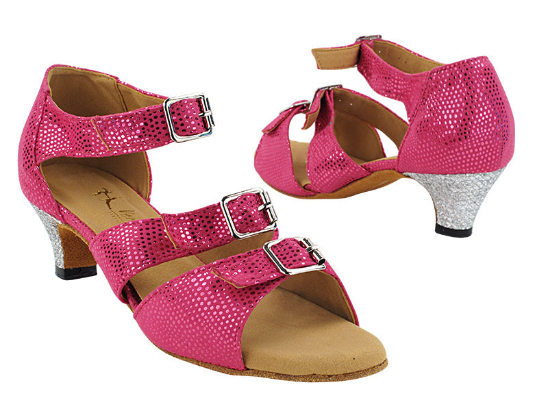 1679 154 Illusion Peach Velvet_33 Silver Sparklenet_H with 1.3&quot; Cuban Heel (387) in the photo