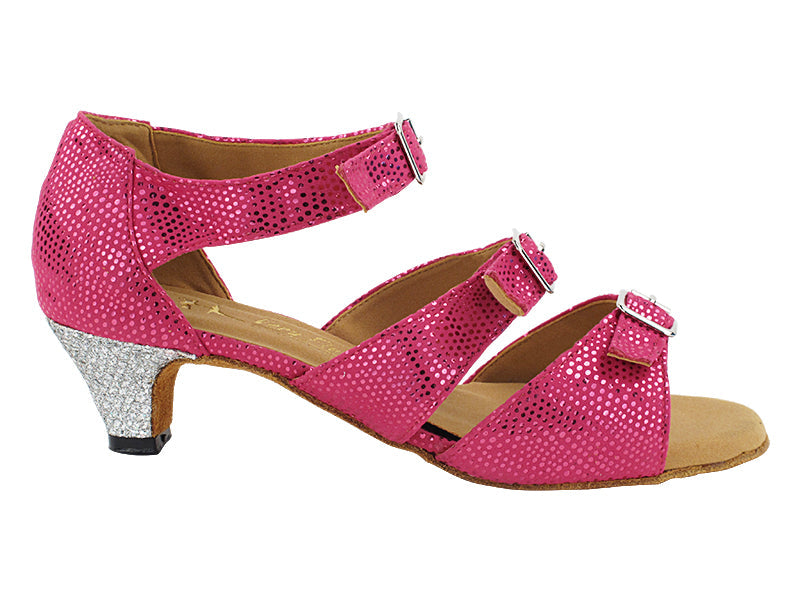 1679 154 Illusion Peach Velvet_33 Silver Sparklenet_H with 1.3&quot; Cuban Heel (387) in the photo