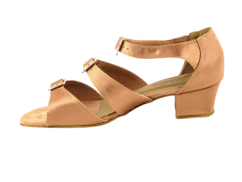 1679 Brown Satin with 1.5" Medium Heel in the photo