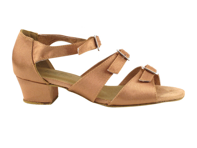 1679 Brown Satin with 1.5" Medium Heel in the photo