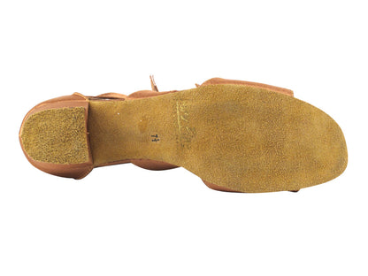 1679 Brown Satin with 1.5" Medium Heel in the photo
