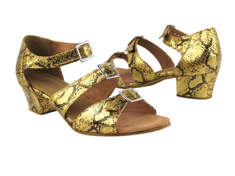 1679 Gold Snake with 1.5" Medium Heel in the photo