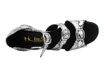 1679 Silver Snake with 1.5" Medium Heel in the photo