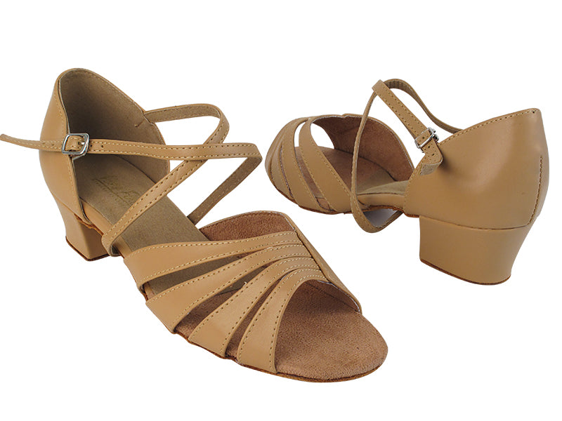 1680 157 Beige Brown Leather_X-Strap Arch with 1.5&quot; Heel in the photo