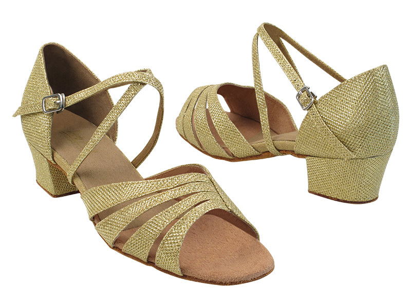 1680 275 Gold Glitter_X-Strap Arch with 1.5&quot; Medium Heel in the photo