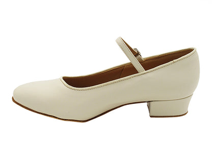1682FT Light Beige Leather  with 1" Flat Heel in the photo