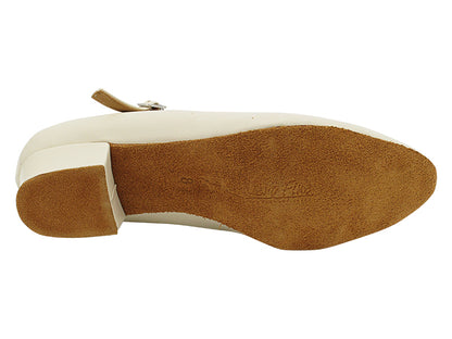 1682FT Light Beige Leather  with 1" Flat Heel in the photo