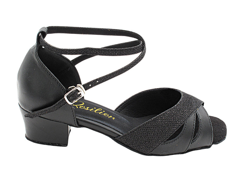 1682F Black Leather &amp; 273 Black Glitter Satin with 1.5&quot; Heel (2001) in the photo