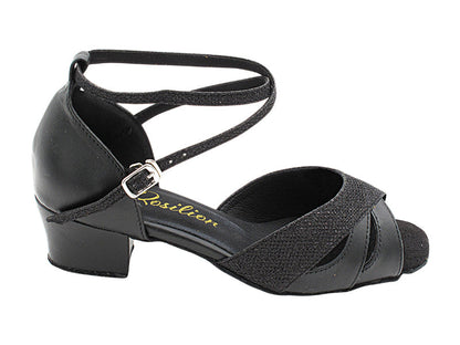 1682F Black Leather &amp; 273 Black Glitter Satin with 1.5&quot; Heel (2001) in the photo