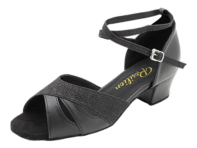 1682F Black Leather &amp; 273 Black Glitter Satin with 1.5&quot; Heel (2001) in the photo