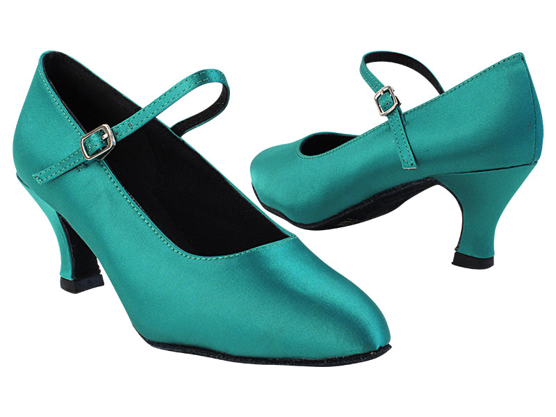 1682_3008 302 Green Satin with 2899_2.5" Low Heel in the photo
