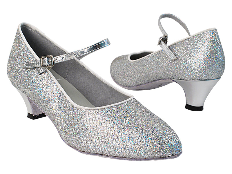 1682_3008 6 Silver Sparklenet with 387_1.3&quot; Cuban Heel in the photo