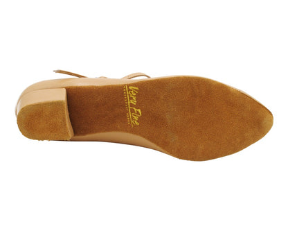 1682FT Beige Brown Leather with 1" Flat Heel in the photo