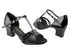 1683 12 Black Sparkle & Black Patent with 2" Thick Cuban Heel in the photo