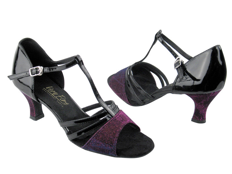 1683 Purple Illusion &amp; Black Patent with 2.5&quot; Low Heel in the photo