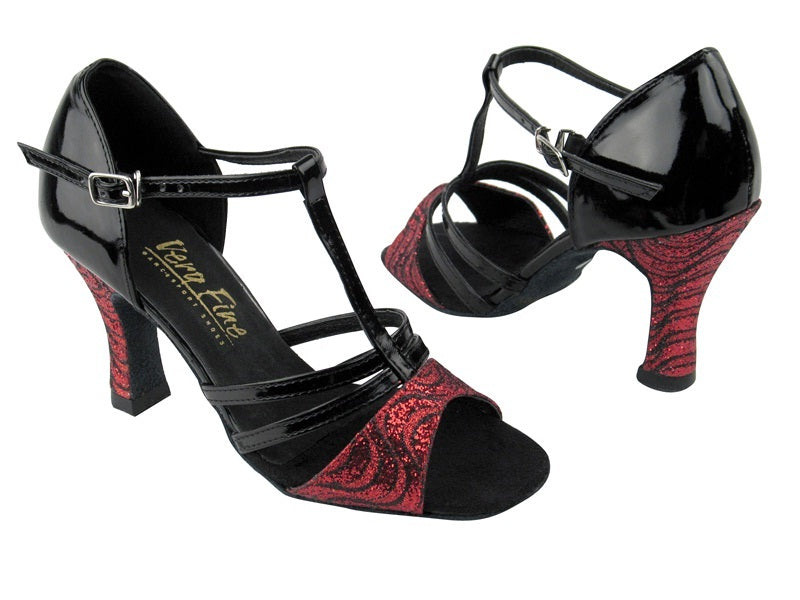 1683 Red Black Wave Glitter_Black Patent with 3&quot; heel in the photo