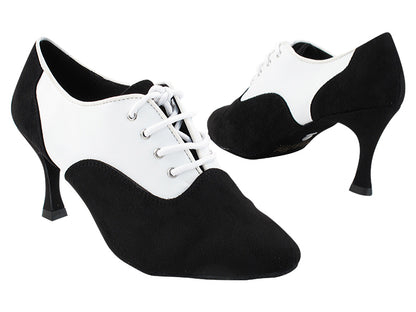 1688 136 Black Nubuck_F_B_18 White Leather_M with 2.75&quot; Slim Flare Heel (386) in the photo