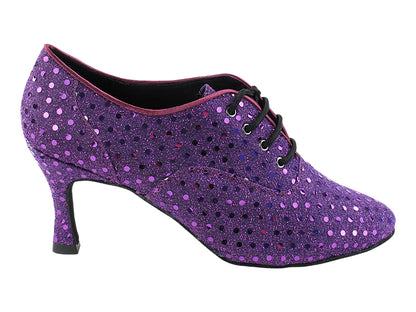 1688 237 Dark Purple Dots with 2.75&quot; Slim Flare Heel (386) in the photo