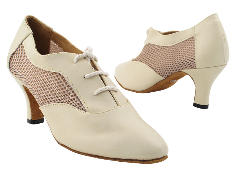 1690LEDSS Beige Leather_Brown Knit Mesh with 2.5&quot; Heel (2899) in the photo