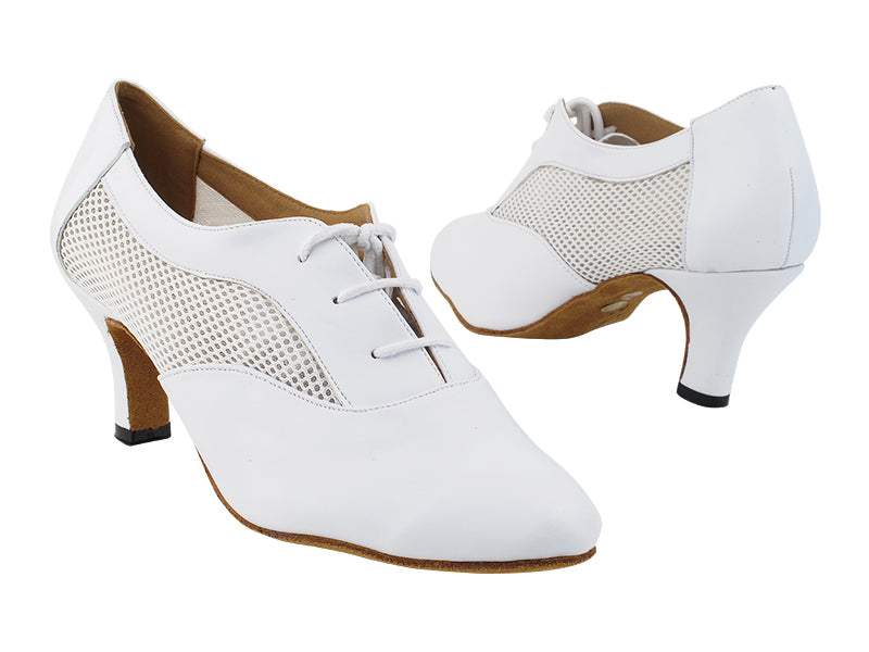 1690LEDSS White Leather &amp; White Knit Mesh with 2.5" Heel (2899) in the photo