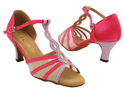 1692 093 Pink Satin_Light Pink Glitter Satin with 2.5&quot; Heel (2899) in the photo